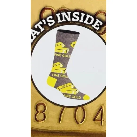 Novelty Gold 999.9 Socks, 1 Pair, Men's Crew Length, One Size Sockpath Funny - Picture 5 of 5
